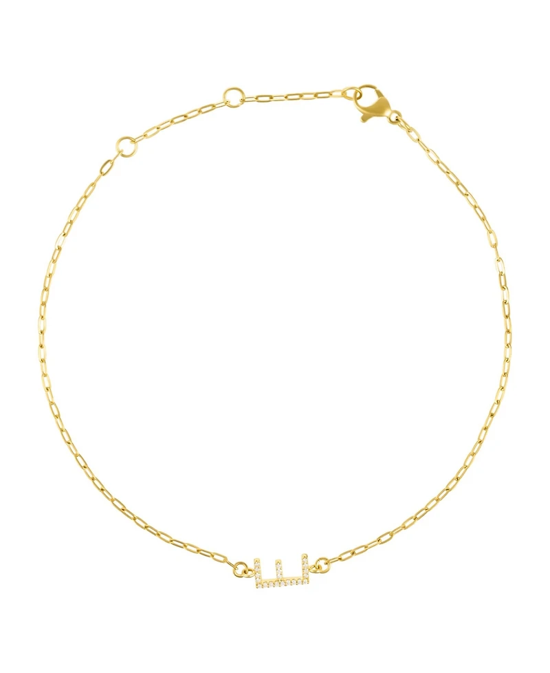 Adornia Gold Cubic Zirconia Pave Sideways Initial Anklet