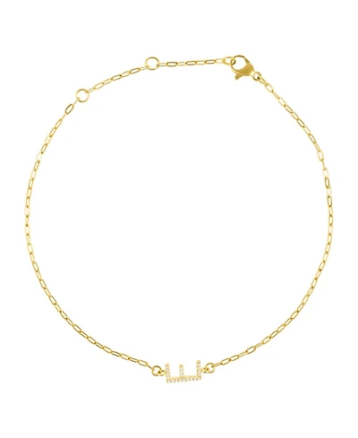 Adornia Gold Cubic Zirconia Pave Sideways Initial Anklet