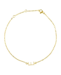Adornia Gold Cubic Zirconia Pave Sideways Initial Anklet