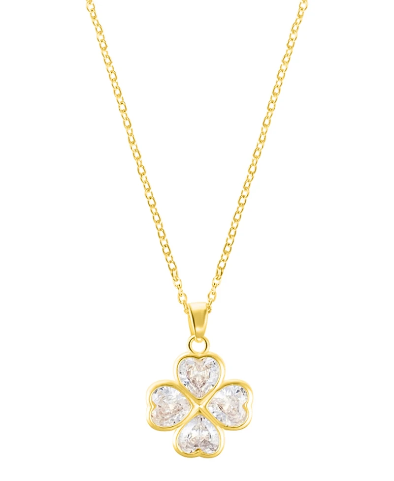 Adornia Adjustable Clear Crystal Heart Clover Necklace