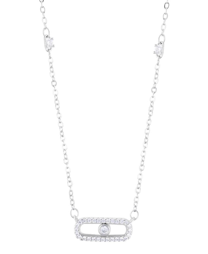 Adornia Silver Adjustable Cubic Zirconia Dancing Stone Necklace