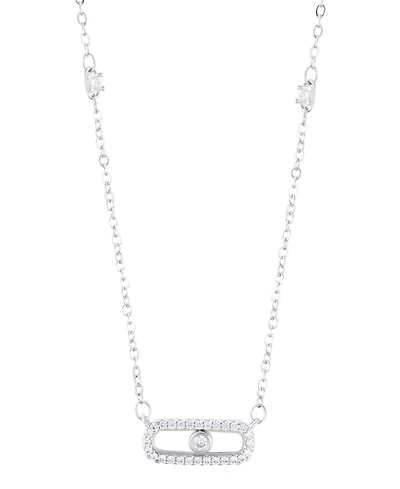 Adornia Silver Adjustable Cubic Zirconia Dancing Stone Necklace