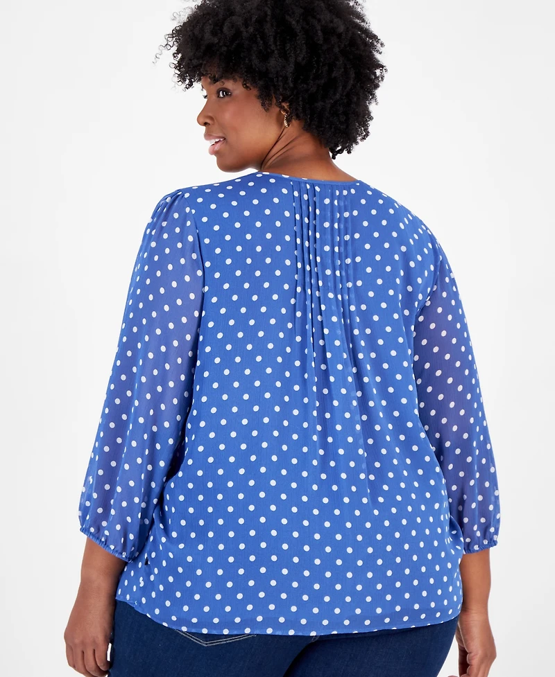 Tommy Hilfiger Plus Perfect Dot Pintucked Top