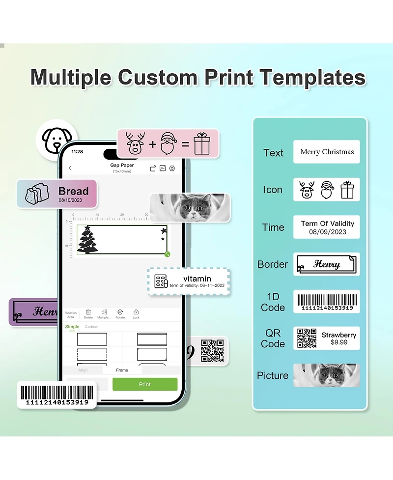 Nelko P21 Genuine Adhesive Pattern with Border Label Paper 14x40mm (0.55"x1.57") 180 Labels/Roll, 3 Roll, for Home Office School Organization, Gift fo