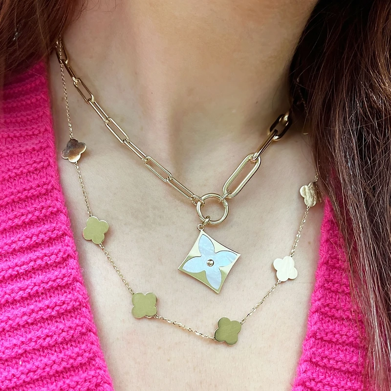 The Lovery Mother of Pearl Luxe Flower Charm 14K Gold 17 millimeters