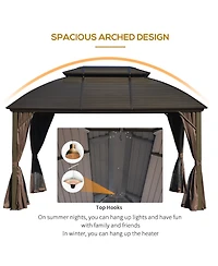 10'x12' Hardtop Gazebo Canopy with Aluminum Frame and Netting