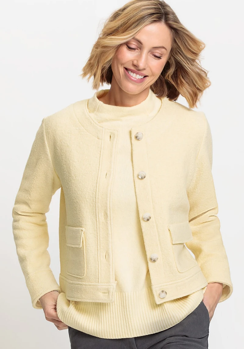 Olsen Women's Cropped Boiled Wool Blend Jacket