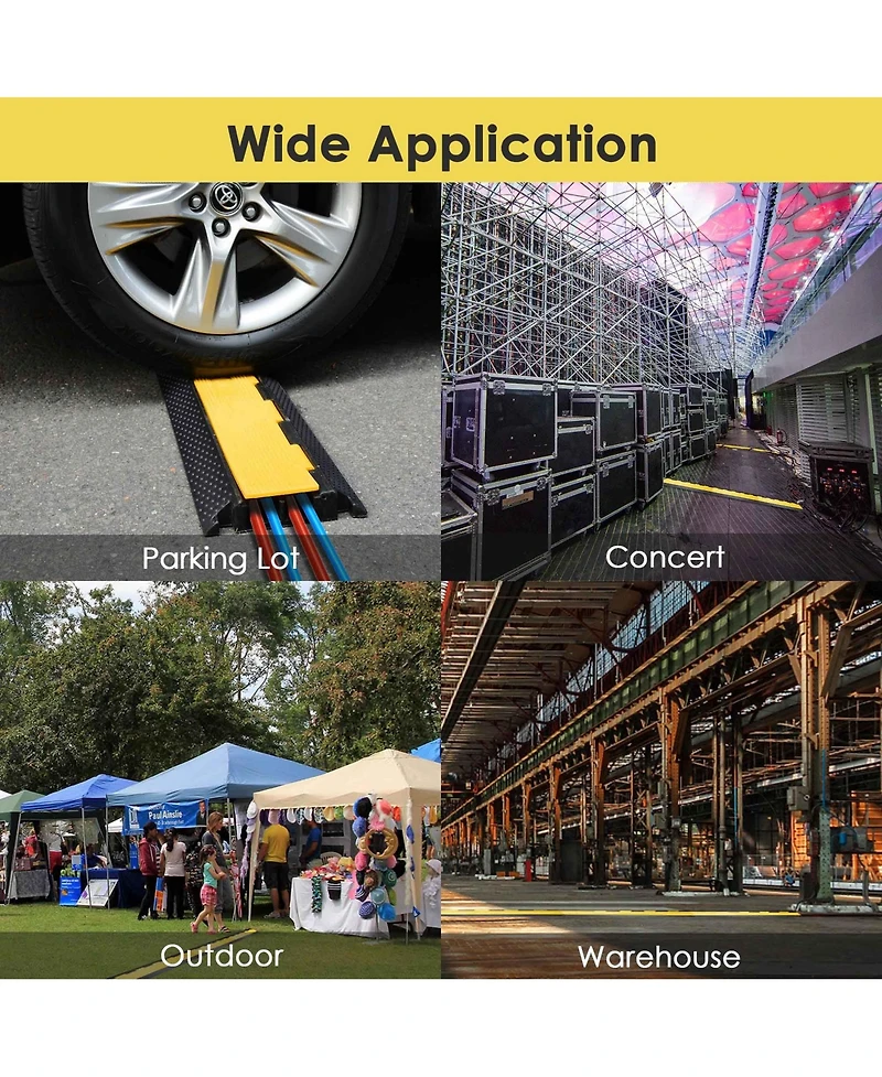 Yescom 2 Channel Rubber Electrical Wire Cover Cable Driveway Over Garden Hose Protector Ramp Guard Warehouse Cord Protector Speed Bump, 22000 Lbs