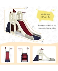 6-In-1 Large Slide for Kids Toddler Climber Playset w/ Basketball Hoop