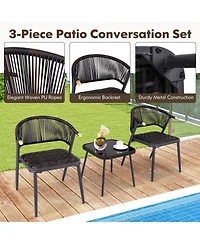 3 Pieces Patio Rattan Furniture Set for Backyard Poolside-Brown and Black