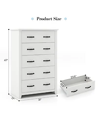 Tall Storage Dresser with 5 Pull-out Drawers for Bedroom Living Room-Walnut