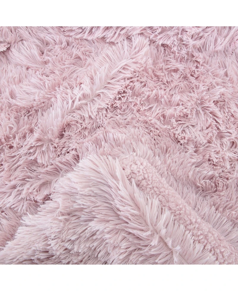 Chanasya Premium Solid Faux Long Fur Throw Blanket - Soft, Fuzzy For Bed or Couch 60" x 70" Aubergine