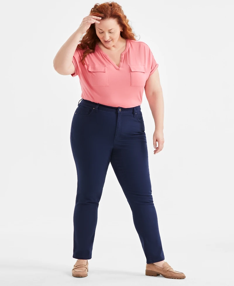 Style & Co Plus Size High-Rise Straight-Leg Pants, Exclusively at Macy's