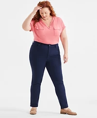 Style & Co Plus Size High-Rise Straight-Leg Pants, Exclusively at Macy's