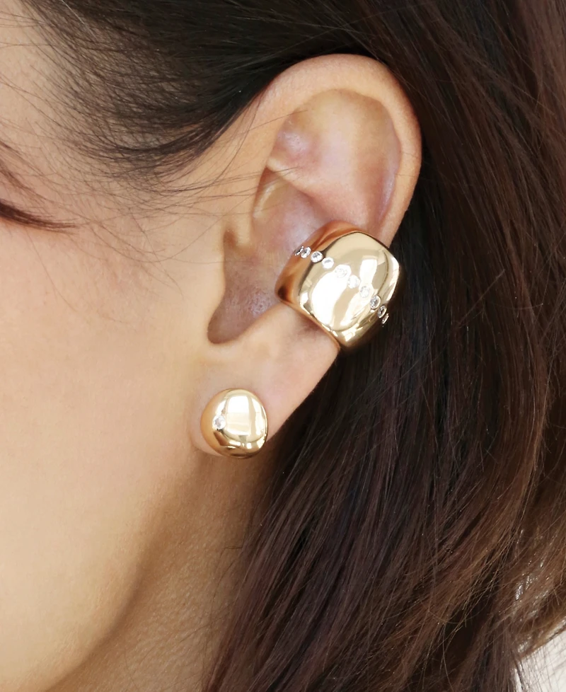 Ettika Center Crystal Line Chunky Cuff Earrings