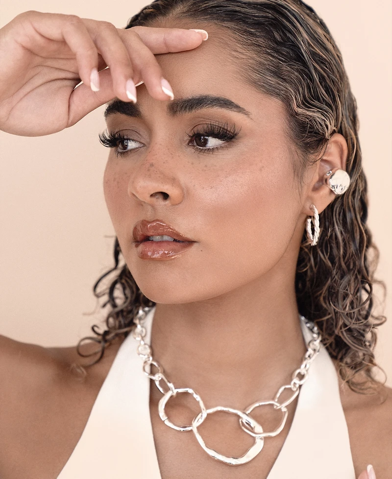 Ettika Center Crystal Line Chunky Cuff Earrings