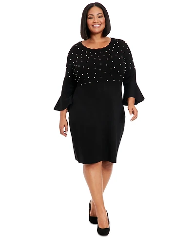 London Times Plus Bell Sleeves Sweater Dress