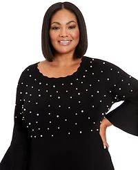 London Times Plus Bell Sleeves Sweater Dress