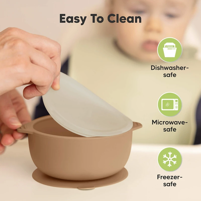 KeaBabies 2-Pack Prep Baby Bowls with Suctions & Lids, Silicone for Boy, Girl, Toddler Suction Bowl, Kids Bowl Bpa-Free
