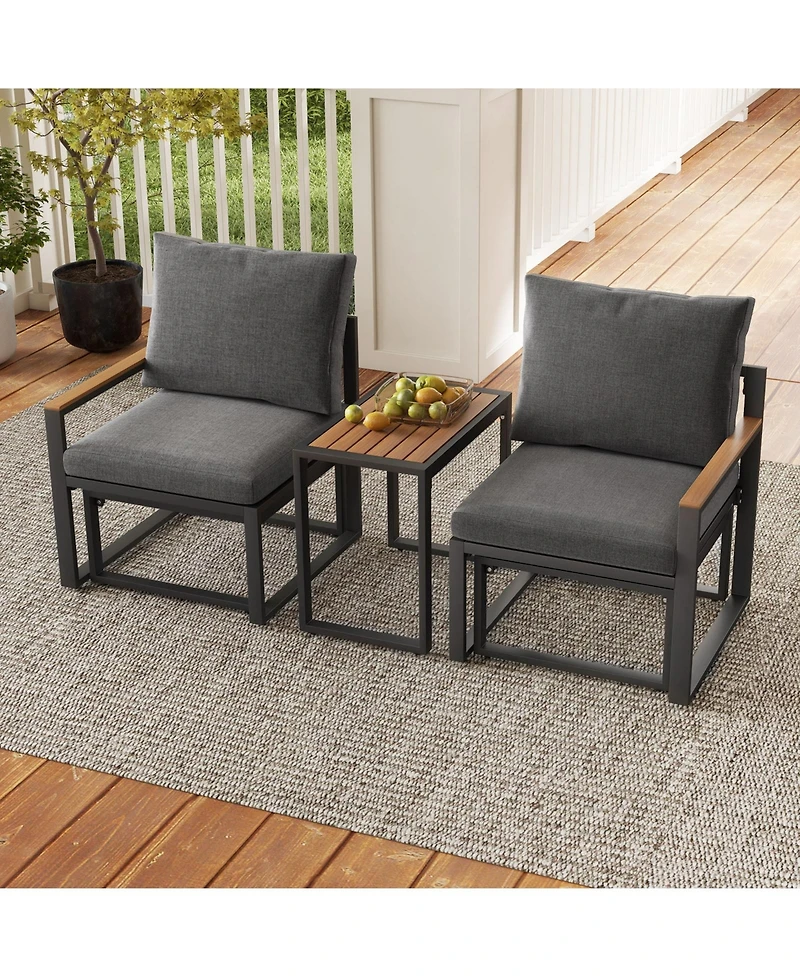 Sugift 5 Pieces Aluminum Frame Weatherproof Outdoor Conversation Set with Soft Cushions