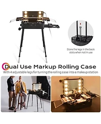 Byootique Rolling Makeup Case Inch Led Lighted Mirror Cosmetic Travel Trolley