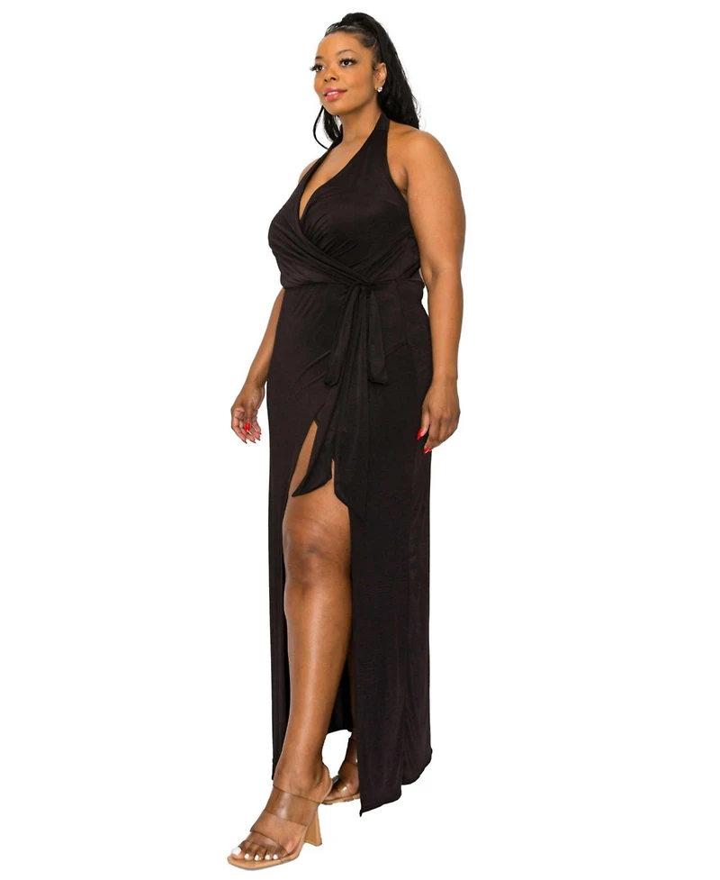 L I V D Plus Size Gisele Halter Neck Dress