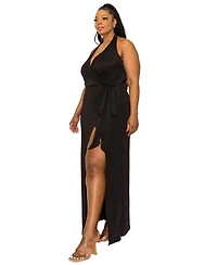 L I V D Plus Size Gisele Halter Neck Dress