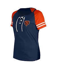 New Era Women's Navy Chicago Bears Lace-Up Raglan T-Shirt