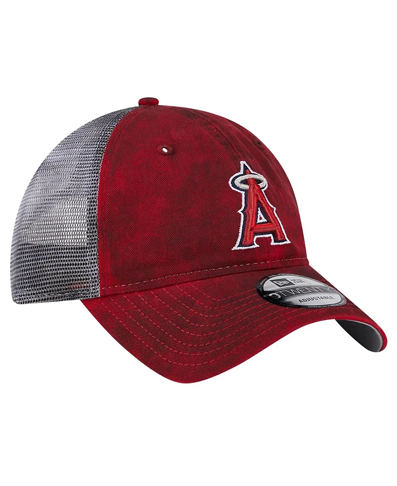 New Era Men's Red Los Angeles Angels Team Slick Trucker 9TWENTY Adjustable Hat