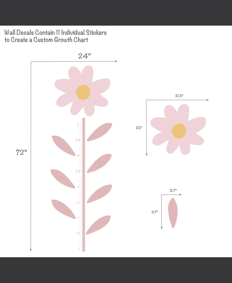 Lambs & Ivy Daisy Dreams Flower Growth Chart Wall Decals/Stickers