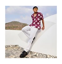 Campus Sutra Men's Wine Red Relaxed Face Shirt