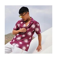 Campus Sutra Men's Wine Red Relaxed Face Shirt