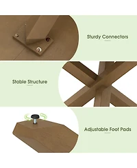 Sugift 47 Inches Round Dining Table with Solid Acacia Wood Legs