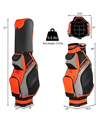 10.5 Inch Golf Stand Bag with 14 Way Dividers and 7 Zippered Pockets-Orange