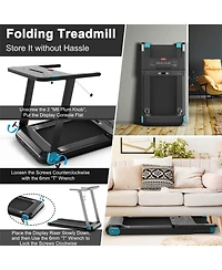 Vebreda Folding Electric Compact Walking Treadmill with App Control Speaker-Blue