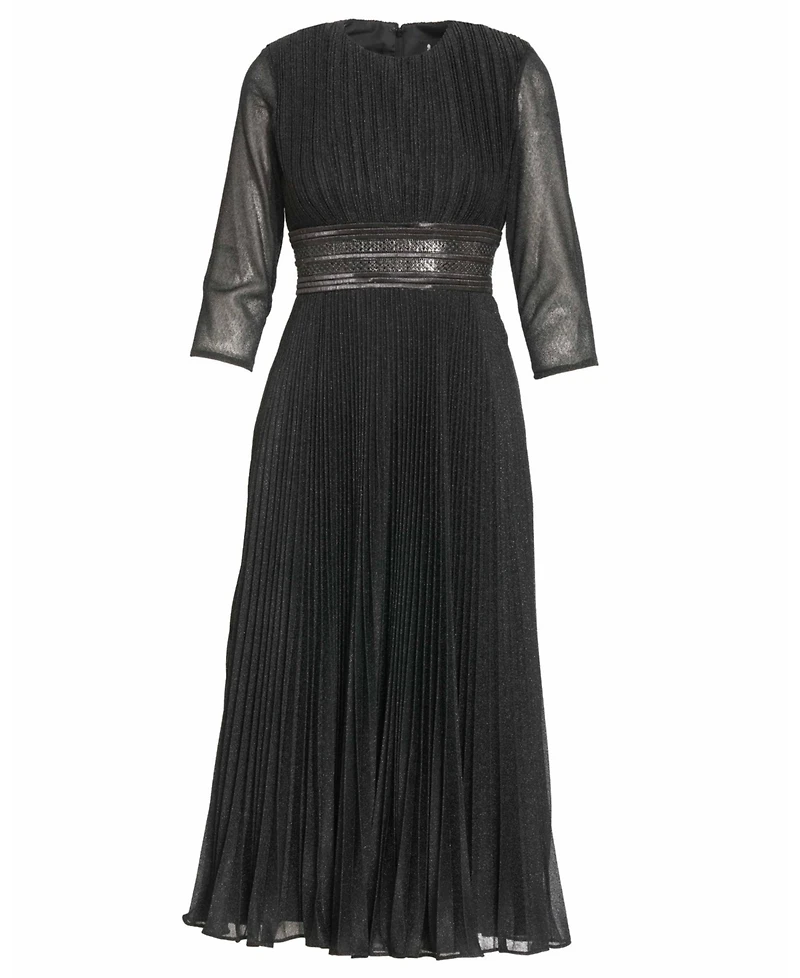 Mac Duggal Women's Shimmering 3/4 Sleeve A-Line Midi Dress
