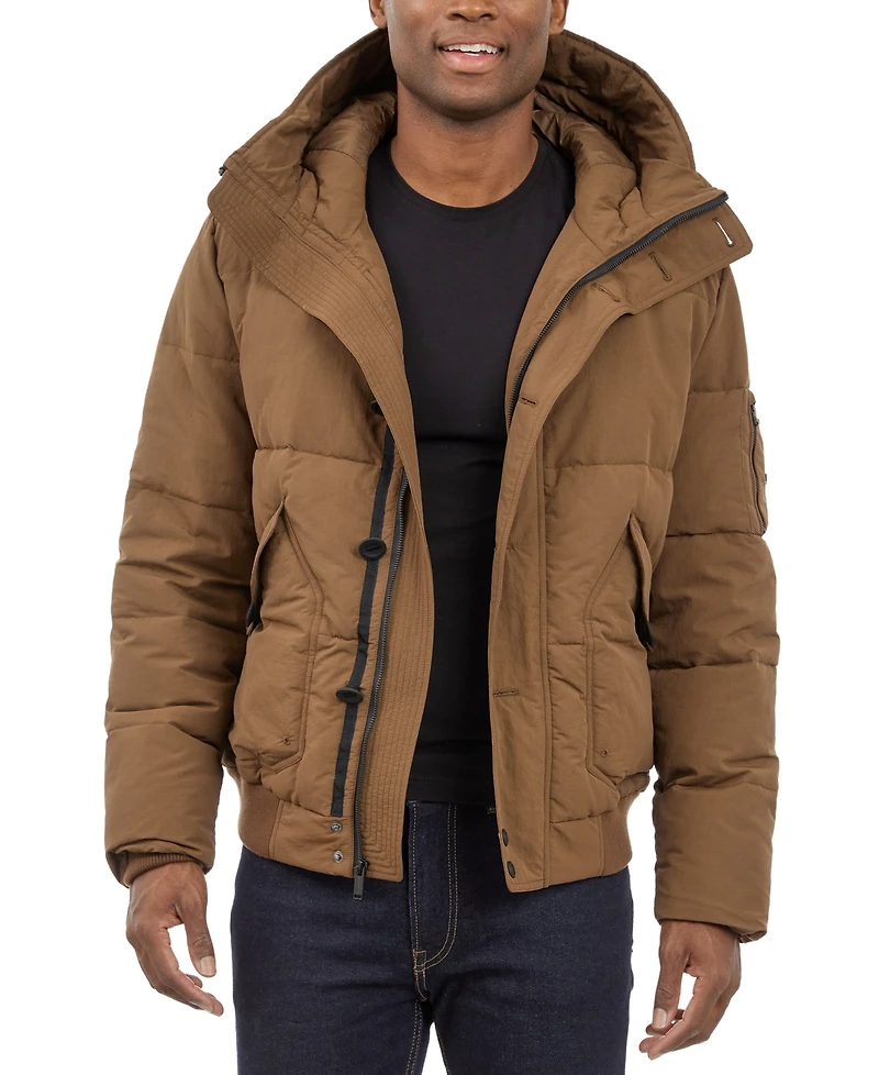 Michael Kors Men's Crinkle Nylon Heavy Short Snorkel Coat