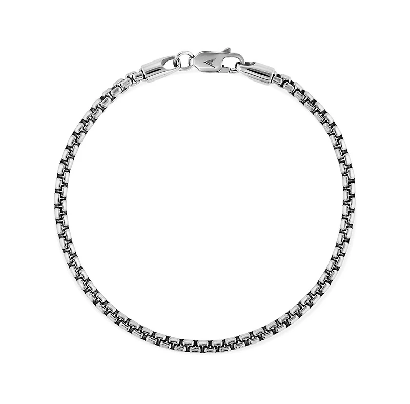 Vincero Men's Box Chain Bracelet, 3mm Rhodium-Plated Sterling Silver - Regular