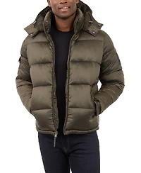 Michael Kors Men's Heavyweight Metallic Finish Hooded Puffer Jacket