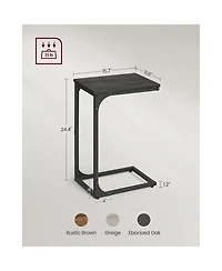 Set of 2 C-Shaped End Tables for Sofa or Bedside Use Compact Spaces