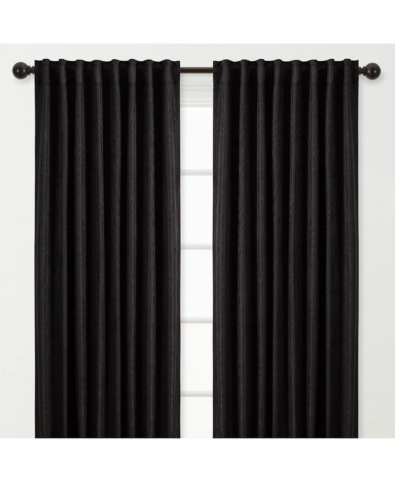 Chanasya Premium 2-Panel Embossed Leaf Textured Curtains - Back Tab, Ring Tab for Windows Living Room Bedroom