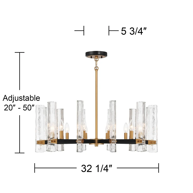 Possini Euro Design Daphne 32 1/4" Mid Century Modern Chandelier Ceiling Light Fixture Dining Room Over Table 12-Light Black Gold Finish