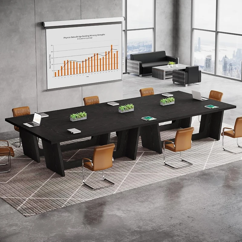 Tribesigns 17.7FT Conference Room Table: Large Rectangular Meeting Seminar Table for 16-20 People, Wood Long Training Table with Heavy-Duty Frame, Bus