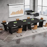 Tribesigns 17.7FT Conference Room Table: Large Rectangular Meeting Seminar Table for 16-20 People, Wood Long Training Table with Heavy-Duty Frame, Bus