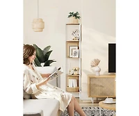 5-Tier Boho Corner Bookshelf with Polyrattan Sides