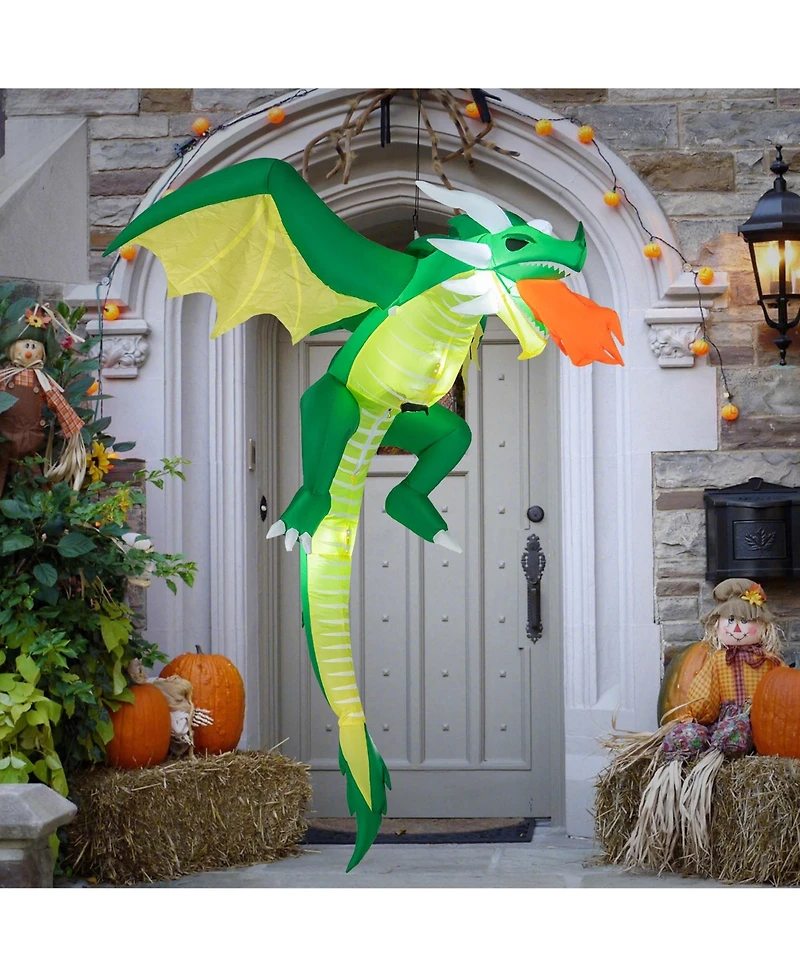 5 Ft Hanging Halloween Inflatable Fire-breathing Dragon Flying Decoration Yard