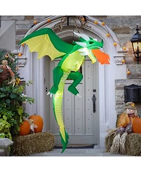 5 Ft Hanging Halloween Inflatable Fire-breathing Dragon Flying Decoration Yard