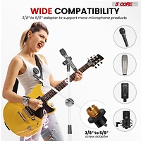 5 Core Mic Stand Collapsible Height Adjustable 31 to 59” Dual Metal Microphone Tripod Stand w Boom Arm Stand Para Microfono for Singing, Karaok