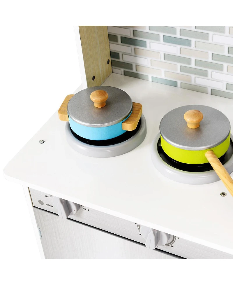 Gymax Kids Wooden Pretend Cooking Playset Cookware Play Set Kitchen Toys Gift