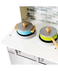 Gymax Kids Wooden Pretend Cooking Playset Cookware Play Set Kitchen Toys Gift